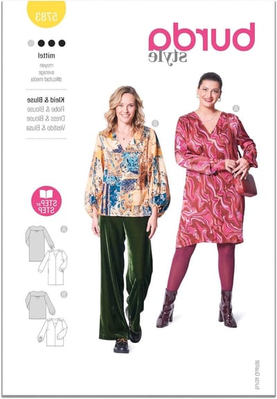 Naaipatroon Jurk Blouse - Patroon voor Kleding - Zelf Kleding Maken - Met Stapsgewijze Instructies - Maat 36-46 - Meerkleurig