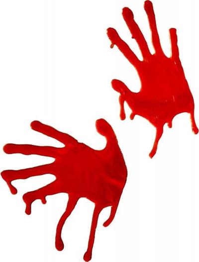 2x stuks bloederige horror handafdrukken raamdecoratie - Halloween bloed handen voor op het raam