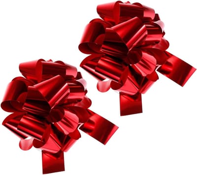 Allecto Plus - 2 stuks Gigantische Trekboog Kerst Metallic Cadeauverpakking - Rood - Voor Auto en Bruiloft