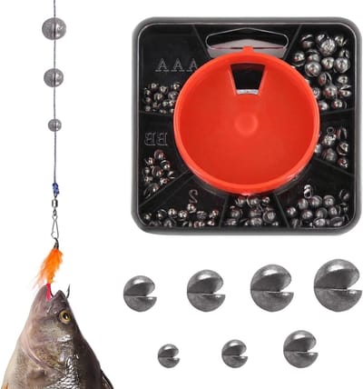Complete loodvissen set met 179 stuks in 7 maten, balvormige visloodjes voor lijnstabilisatie en aasoptimalisatie (0,2 g/0,35 g/0,4 g/0,6 g/0,8 g/1 g/1,5 g)
