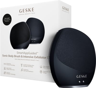 GESKE Sonic Body Brush & Intensive Exfoliator | 7 in 1 | Elektrische borstel voor het hele lichaam | Met SmartSonic-pulsaties | Diepe reiniging, exfoliatie en massage | Ruwe huidverwijderaar
