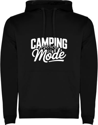 Zwarte Hoodie Camping Mode ON - Vakantie - Genieten - Humor Maat M