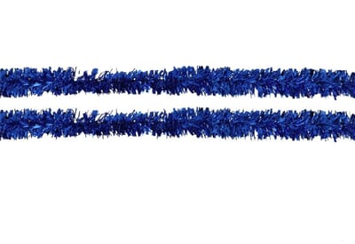 Gerimport Kerstslinger - 2x - blauw - folie lametta - 150 x 5 cm - kerstboom versiering/guirlandes