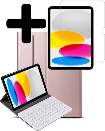Hoesje - Geschikt voor Apple iPad A16/A18 (2022/2025/2026) - 10.9 & 11 inch (10e, 11e & 12e generatie) - Met Screenprotector - Toetsenbord Case - Keyboard Book Cover - Hoes - Rosé goud