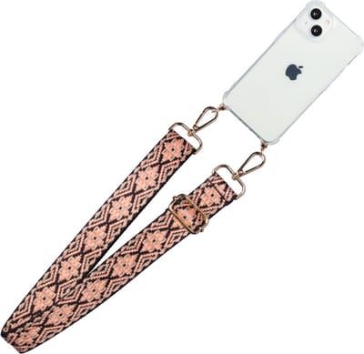 Casies hoesje geschikt voor Apple iPhone 12/12 Pro met koord - Geweven koord - long size - crossbody - Cord Case Woven Strap