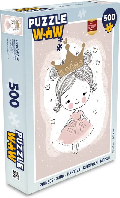 Puzzel Prinses - Jurk - Hartjes - Kinderen - Meisje - Legpuzzel - Puzzel 500 stukjes