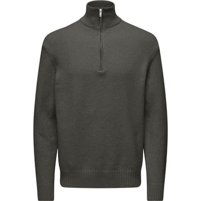 ONLY and SONS Gebreide trui - ONSJAMES RLX 1/2 ZIP KNIT NOOS - S tot XXL - voor Mannen - groen
