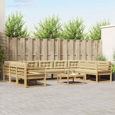 vidaXL - Buiten - bank - set - 10 - st - Wit - en - Beige