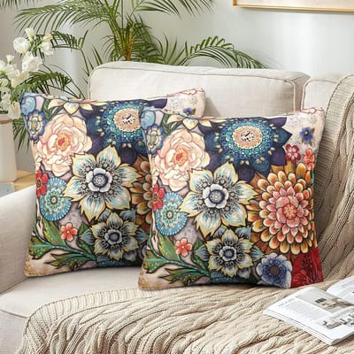 Unyqoos® Exclusieve Set van 2 Decoratieve Boho Kussenslopen met Mandala Bloemenpatroon voor Huisdecoratie