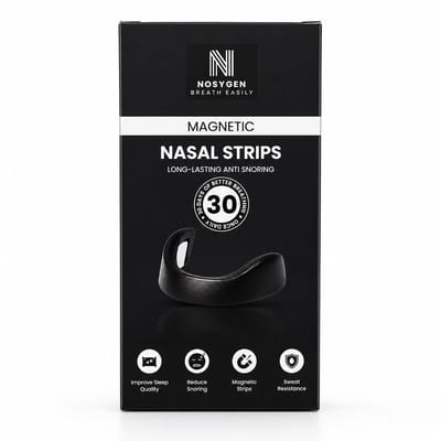 NOSYGEN Magnetische Neusstrips – 30 Dagen Voorraad – Anti Snurk Neusspreider – 60 Neusstrips + 4 Maten – Blijft Goed Zitten bij Transpiratie – Voor Beter Ademen & Slapen
