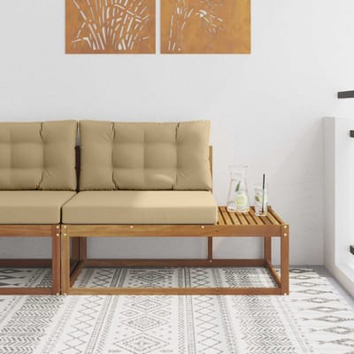 vidaXL - Buitenhoekbank - met - kussen - Naturel - 115 - x - 83 - x - 73 - cm