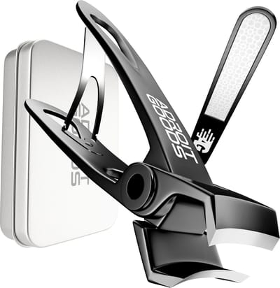 AdroitGoods Nagelknipper Set - Nageltang - Nagelschaar - Kalknagels - Teennagel - Pedicure - Incl. Nagelvijl - Zwart