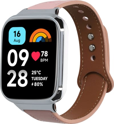 kwmobile lederen horlogebandje geschikt voor Xiaomi Redmi Watch 3 Active / Redmi Watch 3 Lite polsband - Echt leren smartwatch bandje - Activity tracker horloge band in oudroze