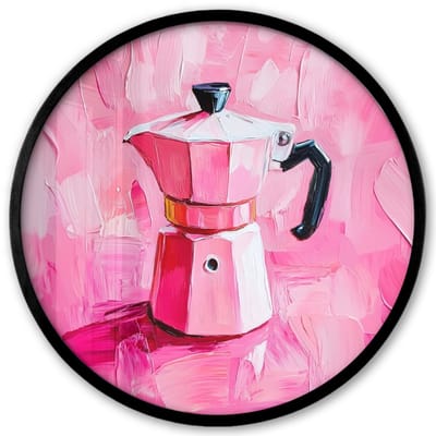 Poster in lijst Rond - Fotolijst 40x40 cm - Posters - Roze - Verf - Coffee - Ronde posterlijst zwart - Decoratie - Wanddecoratie woonkamer - Muurdecoratie slaapkamer