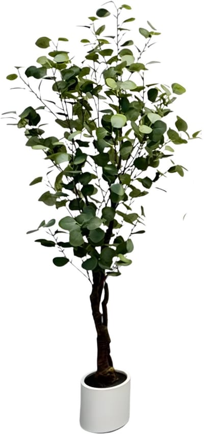 Kunstmatige Eucalyptusboom met LED - Voor Thuiskantoor & Kamerdecoratie - Nep Potplant met Witte Plantenbak - Housewarming Gift - Groen-150cm