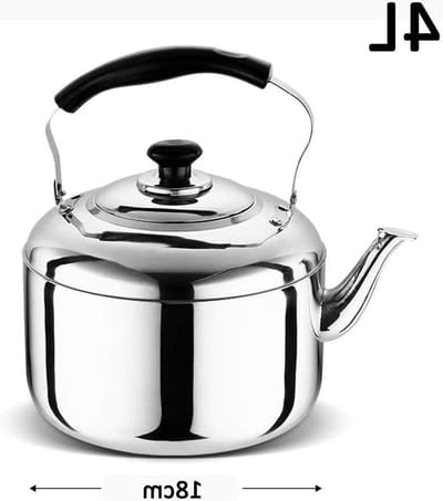 Waterkoker RVS - Theepot Koffiekan - Water Koken - Fluitend Signaal - 4 Liter - Zilver