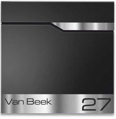 BR1.2 Brievenbus zwart met naam en huisnummer 37x37x11cm