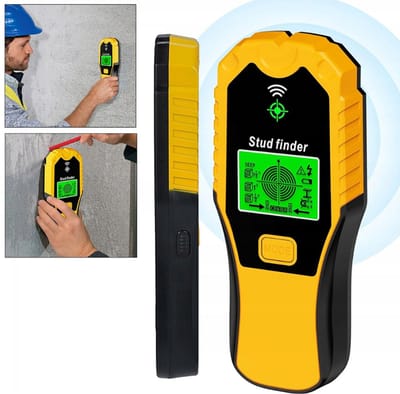 5-in-1 Metaaldetector & Muurscanner – Geschikt voor houten wanden – LCD-scherm – ABS – Ideaal voor doe-het-zelf en installatiewerk – Multifunctionele muurdetector – Handmodel – Geel