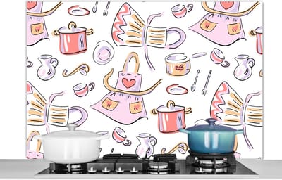 Spatscherm keuken 120x80 cm - Kookplaat achterwand Patronen - Keuken - Schort - Koken - Pastel - Muurbeschermer - Spatwand fornuis - Hoogwaardig aluminium