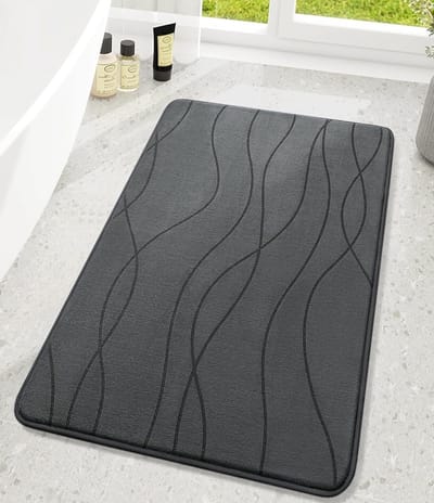 Memory Foam Badkamer Tapijt, Antislip Wasbaar Zacht Absorberend Douchemat, Donkergrijs, 60 x 90 cm, Comfortabel en Duurzaam voor Elke Badkamer