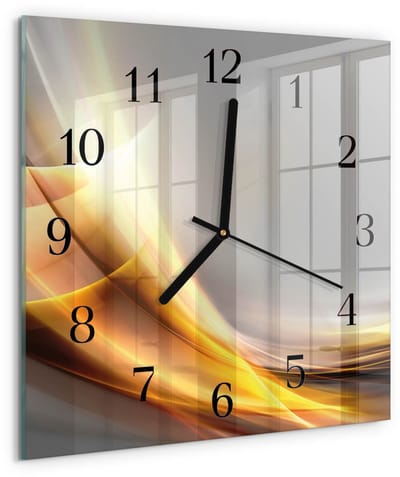Tulup Wandklok - Abstractie Klok Glas Met Opdruk - 30x30 cm - Veelkleurig Moderne Wandklok Glas - Zwarte Handen - Vierkante Wandklok - Glazen Klok Met Print - Wandklok Glas Met Motief