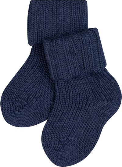 FALKE Flausch eenkleurig wol katoen sokken baby blauw - maat 80-92