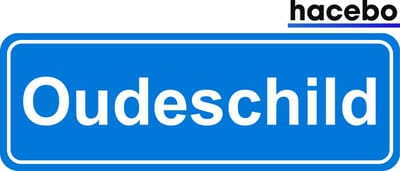 Hacebo - Plaatsnaam Sticker - 29x10 CM - Oudeschild sticker - Verkeersborden sticker - grappige cadeaus - Oudeschild