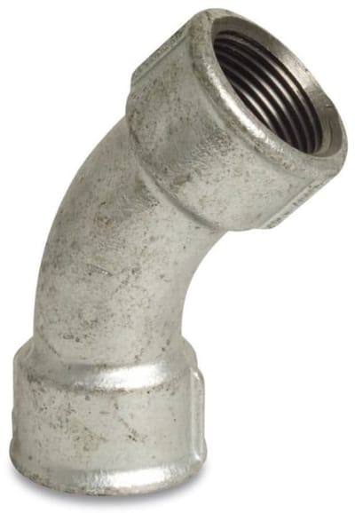 Draadfitting Gietijzer Bocht 45° 3/4" IG x 3/4" IG