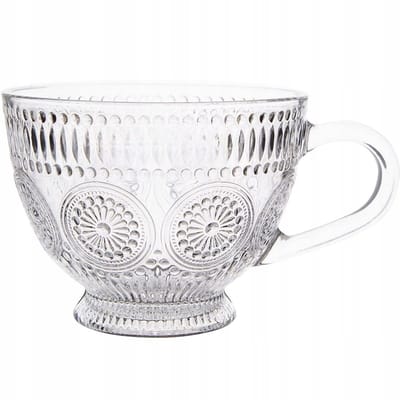 Grote Glazen Mok met Oor en Voet - 430ml - Decoratief