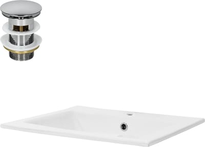 Wastafel incl. afvoergarnituur met overloop 52,5x45x21 cm wit keramiek LuxeBath