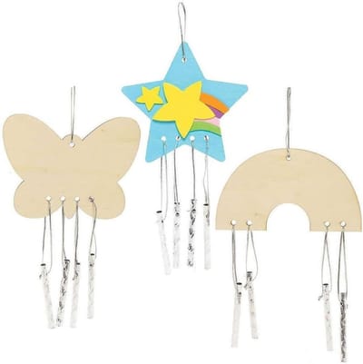 Houten Windklokkenspel - Muzikaal Knutselpakket - Kinderen Knutselen Decoratie - Set van 4 stuks - 13cm - 15cm - Gesorteerd