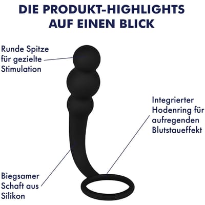 Sensuele anaalplug met testikelring, 14,5 cm