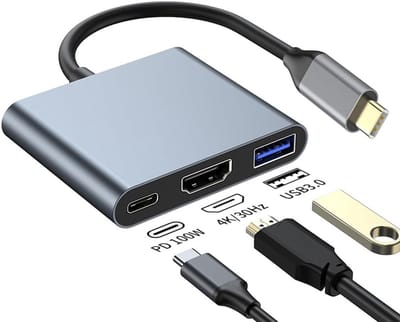Ynkkvre -3 in 1 USB C naar HDMI Adapter - USB Docking Station - 4K HDMI - Multiport Adapter - HDMI naar USB C Hub - Type C naar USB Adapter - USB 3.0 - USB-C Opladen - Opladen met Voeding via USB C