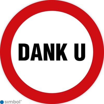 Simbol - Stickers Dank u - Duurzame Kwaliteit - Formaat ø 5 cm.