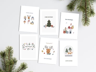 18 duurzame kerstkaarten - wij planten bomen - inclusief envelop - ansichtkaart - kerst - kerstmis - feestdagen - warme wensen - winter - december
