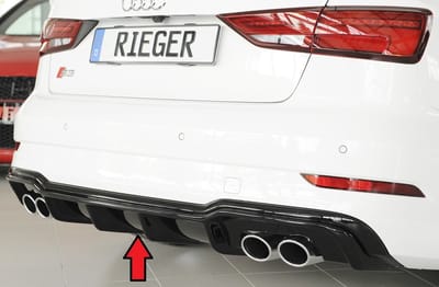 RIEGER - PERFORMANCE REAR DIFFUSER - AUDI S3 8V BERLINE & CABRIO - GLOSS BLACK