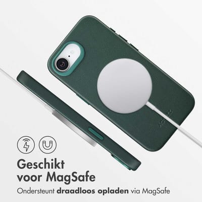 Accezz Hoesje - Geschikt voor iPhone 17e / 16e - geschikt voor MagSafe Leather Backcover - Cedar Green