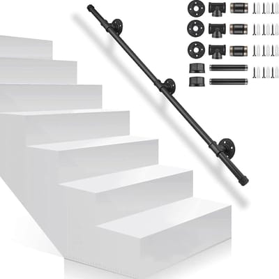 Trapleuning Buiten - Veiligheidsgreep Wand - Veilig Traplopen - Gegalvaniseerd Staal - 200 cm Lengte - Zwart