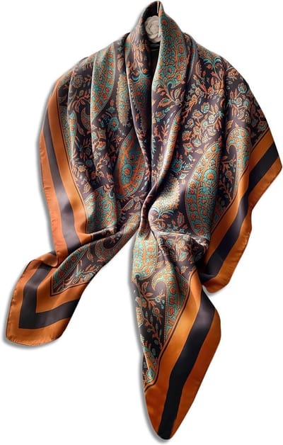 Zijde Sjaal voor Vrouwen met Bloemen- en Dierenprint | Vierkante Satijnen Sjaal | 110x110 cm Bandana voor Nek en Haar