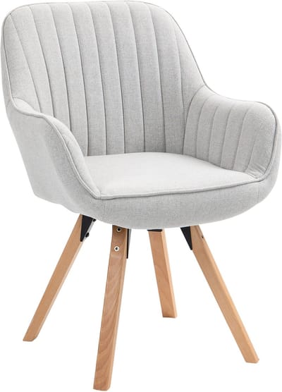 Bureaustoel draaibaar - Beukenhouten poten - Stof - Beige