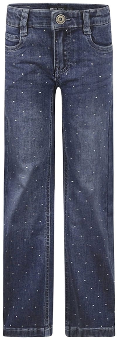 No Way Monday meisjes wide leg jeans blauw strass