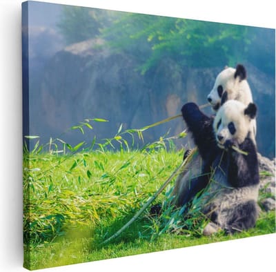 Artaza Canvas Schilderij Panda - 40x30 cm - Klein - Wanddecoratie Bos - Muurdecoratie Dierenschilderij - Kamer Accessoires Jungle