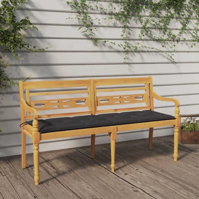 vidaXL - Bankje - Batavia - met - antracietkleurig - kussen - 150 - cm - teakhout