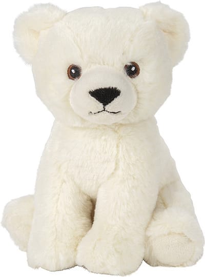 Nature planet pluche knuffel ijsbeer - wit - 19 cm - ijsberen - pooldieren knuffel - speelgoed dieren