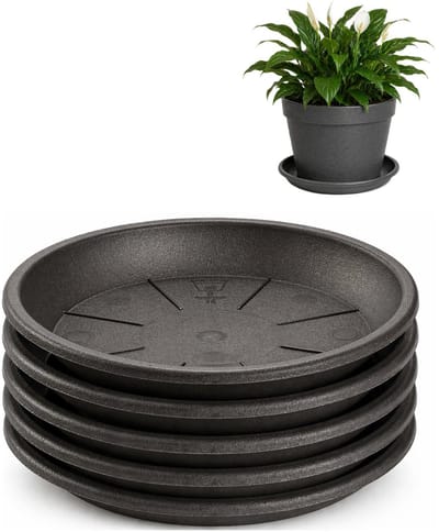 Plasticforte plantenpot onder schotel / water opvang schaal - 5x - antraciet - Dia 20 cm - Kunststof - voor pot met Dia 25/30 cm