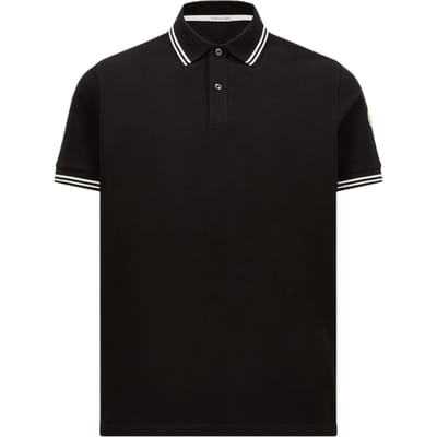 Moncler SS25 Gestreept Boord Losvallend Poloshirt Heren tops Zwart K1-091-8A00007-89A16-999 2XL black