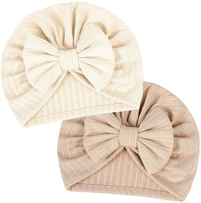 Allecto - Pasgeboren Baby Tulband Hoed - Zachte Peuter Hoed - Crème/Lichtbruin - Schattige Mutsjes - Perfect voor Baby's - Baby Accessoire