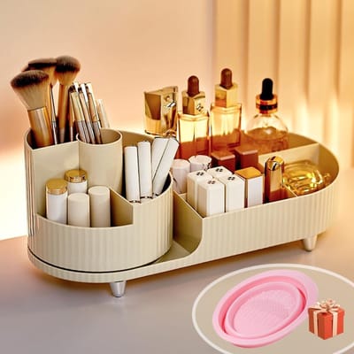 Draaibare make-up organizer met opbergvakken - Beige