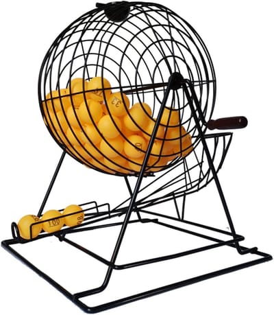 Bingo Kooispelset - Loterij Machine - Grote Groepsspellen - Handmatige Loterij - 39x39x49cm - Goud Zwart