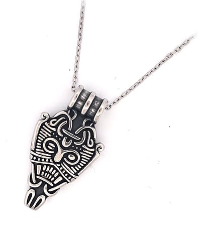 Herenketting met stalen hanger - viking stijl - Noorse god Odin - masker - 316L stainless steel
